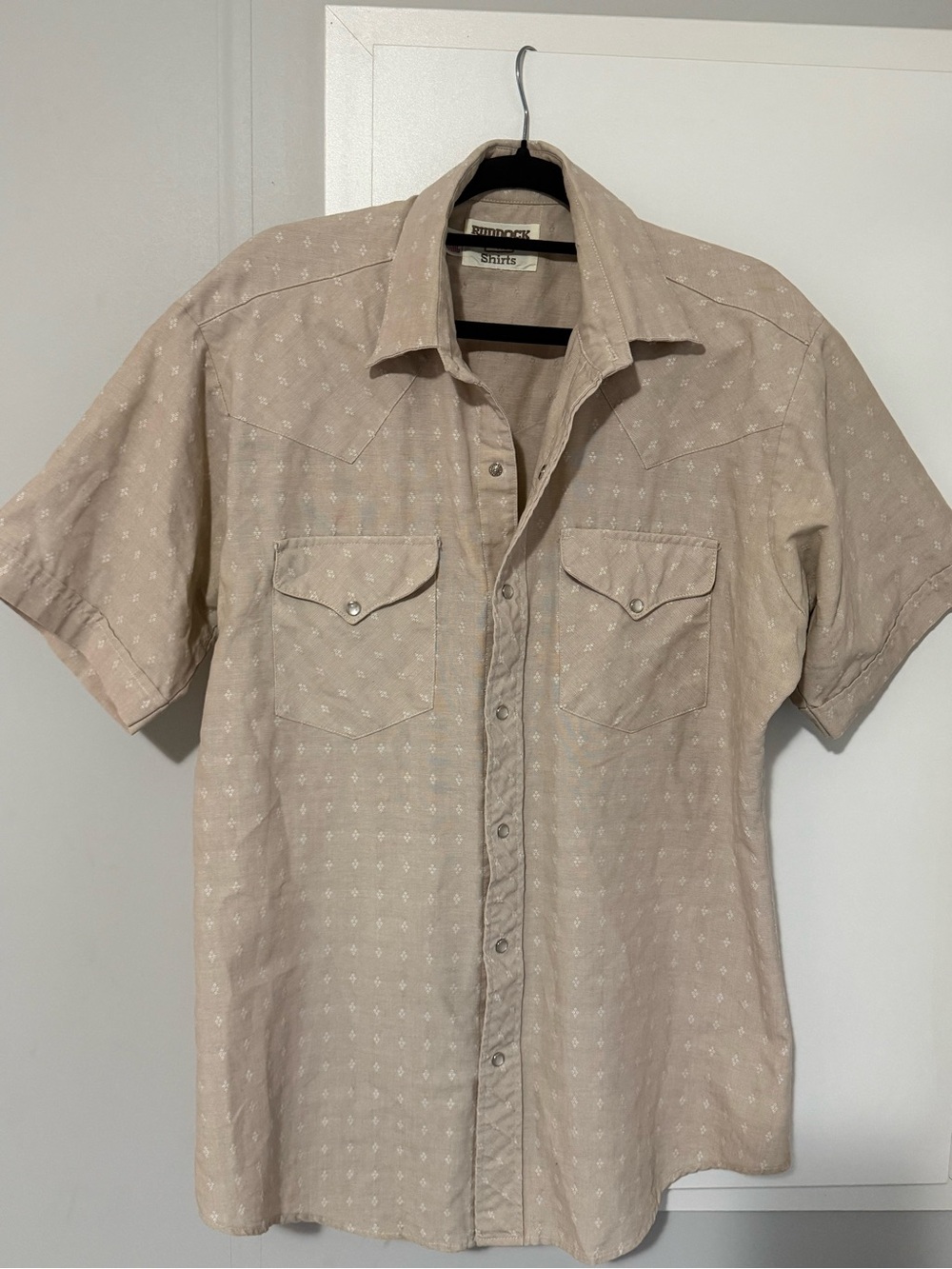 246. Vintage Ruddock Short Sleeve Beige Western Shirt 80’s/90’s